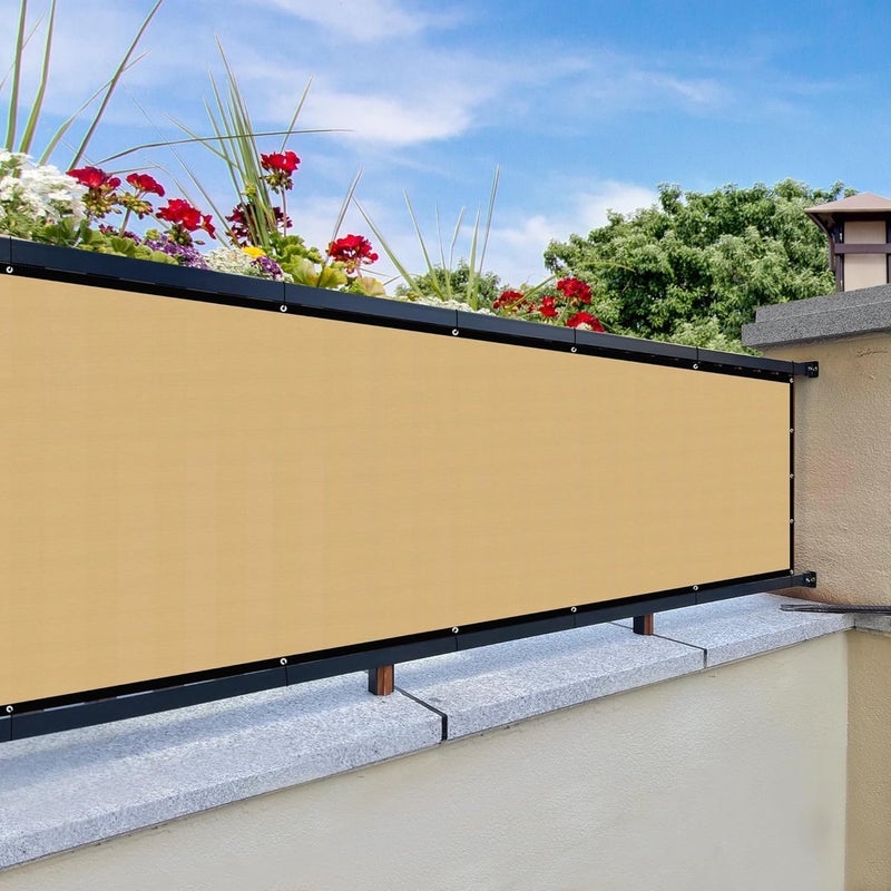 Shatex Balcony Privacy Screen Privacy Fence Screen 3x16ft Beige,Outdoor Heavy Duty 90% Blockage Shade Cover for Wall Garden Gazebo Backyard - Image 5